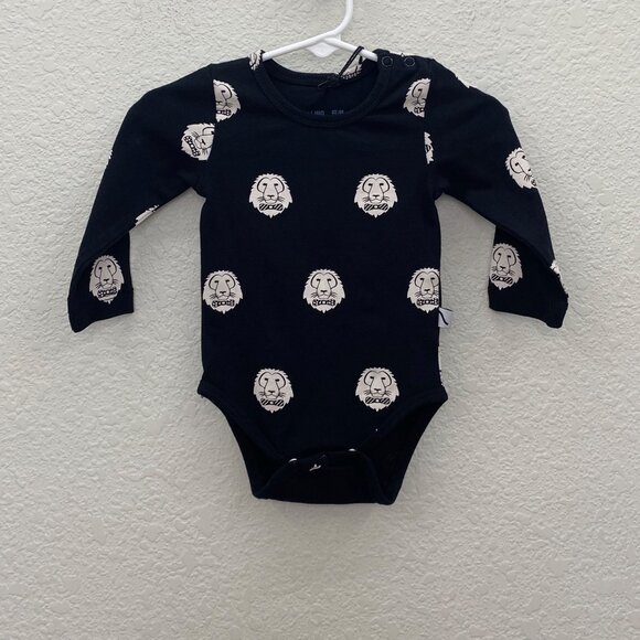 Carlijnq Other - Carlijnq Lions Head Black Organic Cotton Bodysuit Infant Baby size 3-6 Month NEW